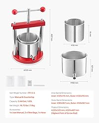 VEVOR 0.44 Gal/1.65L Fruit Wine Press, 2 Stainless