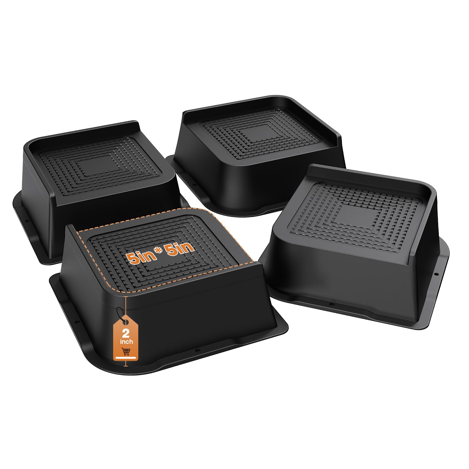 MYMULIKE Bed Risers 2 Inch,Heavy Duty Furniture Risers, Up to 6000 Lbs L shaped Design Bed lifts Blocks for Couch Desk Sofa Table bookshelf（Black 4 Pack）