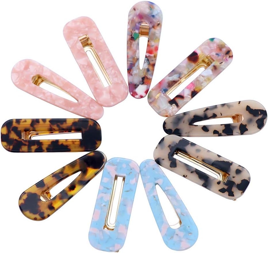 10 Pcs Acrylic Resin Hair Barrettes 