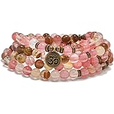 108 Natural Stone Mala Beads Yoga Jewelry Meditation Bracelet Necklace with om Charm