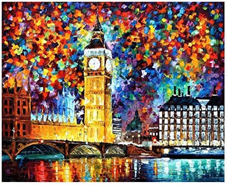 Russian artists series - Leonid Afremov - BIG BEN LONDON - Painting By Numbers by MOLLYS 16 x 20 inches 25 Colors with Wooden Frame