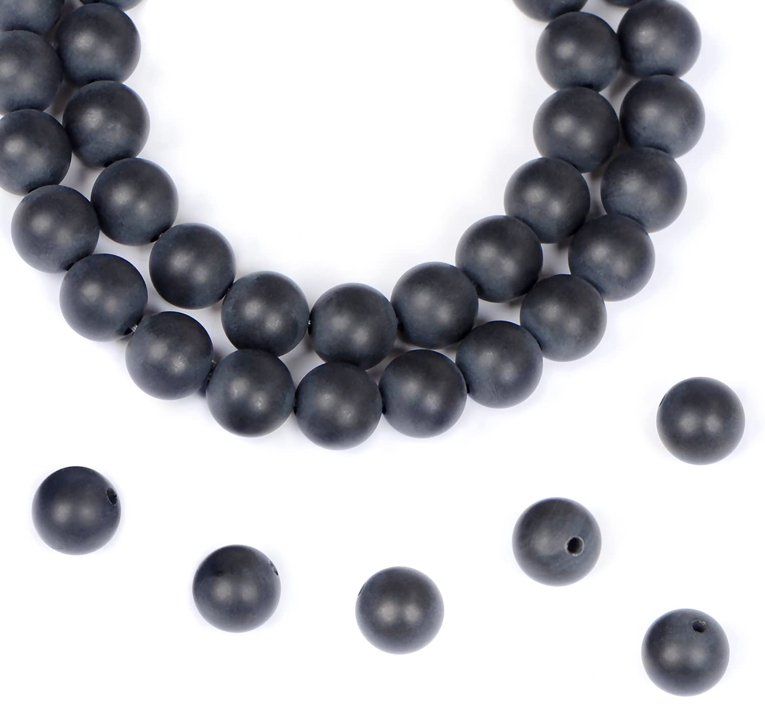 AD Beads Natural Gemstone Round Loose Beads 15" for Bracelet Necklace Earrings Jwelery Making Crafts DIY (6mm, Matte Black Onyx)