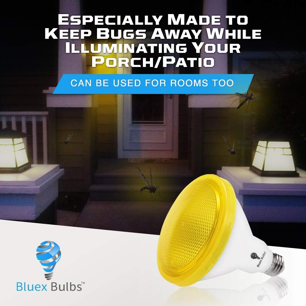 2 Pack Par38 Amber Yellow Led Bug Light Bulb E26 Flood Light Bulb