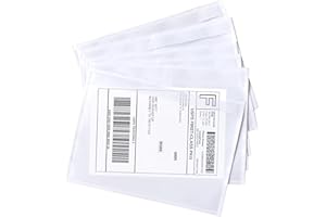 SJPACK 7.5" x 5.5" Shipping Label Sleeves, Clear Adhesive Top Loading Packing List, Label Envelopes Pouches - 100 Packs
