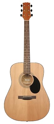 Jasmine S35 Dreadnought Acoustic Guitar Strings 6, Rosewood Fingerboard, Advanced X Bracing – Full-Size Guitar for Beginners & Others – Natural Finish, Right