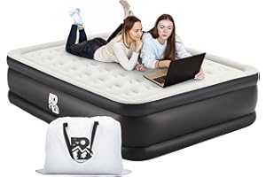 BUPPLEE Full Size Air Mattress with Built-in Pump 18" Raised - 2-Min Set Up, No Odd Smell, 600 lb Support, Foldable Air Bed with Storage Bag, Perfect for Camping, Guests & Home Use