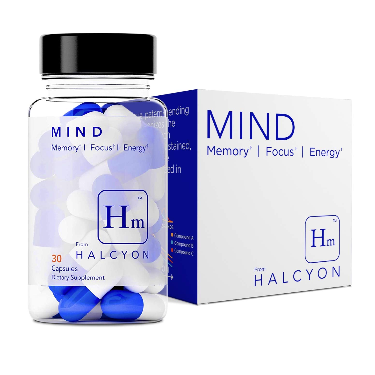 Halcyon Mind | Nootropic Brain & Immune System Booster Supplement to Enhance Immunity, Focus, Concentration & Improve Memory | Nootropics: Theacrine, Huperzine A, Alpha GPC, Rhodiola - Genius Clarity