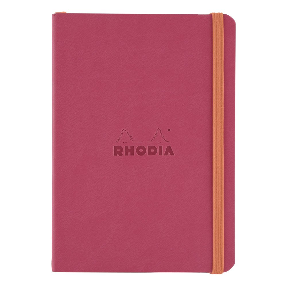 RHODIA 117362C - Raspberry Soft Notebook - A6 - Dotted Dot - 144 pages - Ivory Clairefontaine Paper 90 g/m - Bookmark, Elastic Closure - Faux Leather Cover - Rhodiarama Collection โ image 1