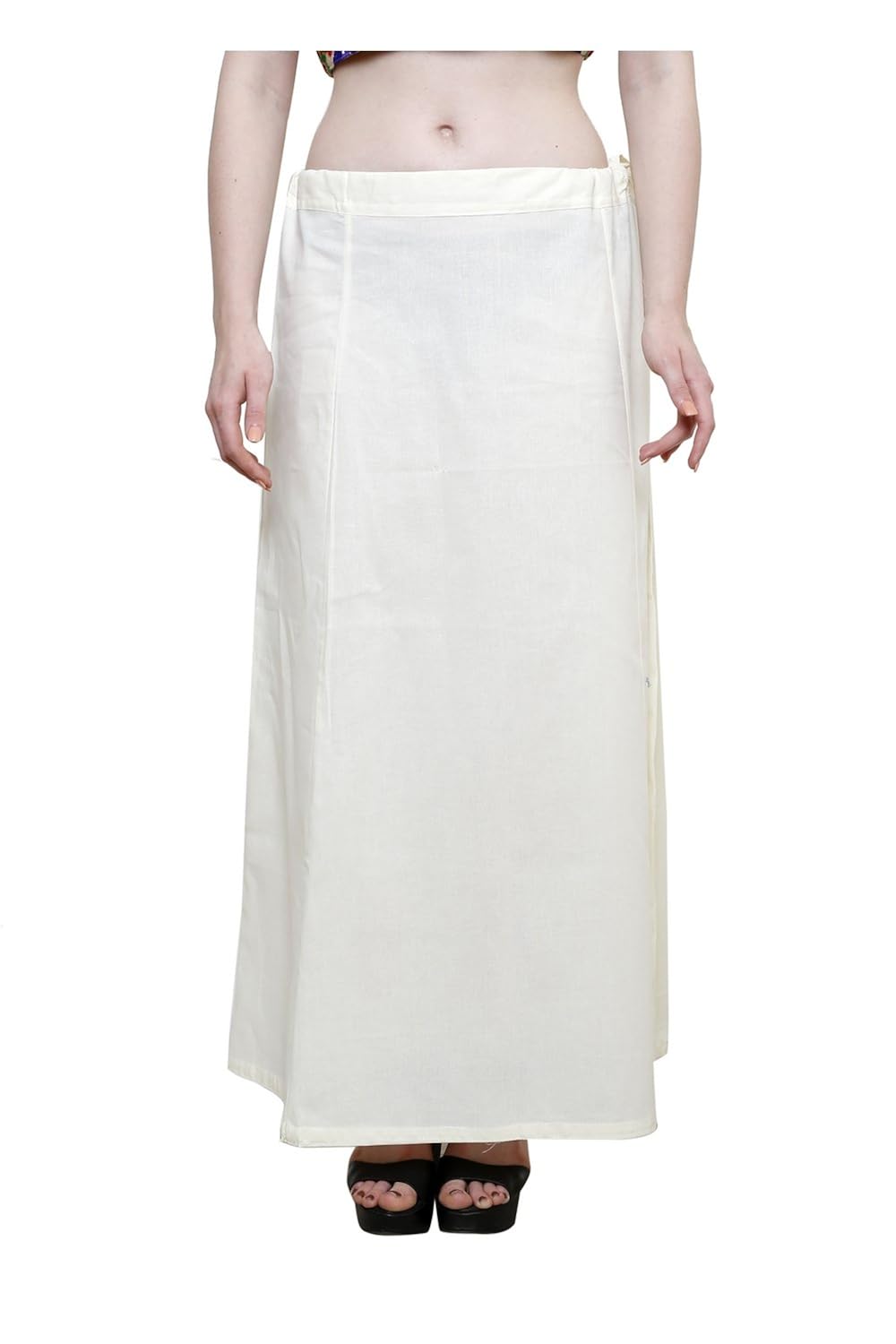 pistaa's women's cotton inskirt saree petticoats (ptccrm, cream, free size)