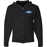 Lucky Ride Men's Ford Hoodie Ford Oval Small (Pocket Print) FULL ZIP