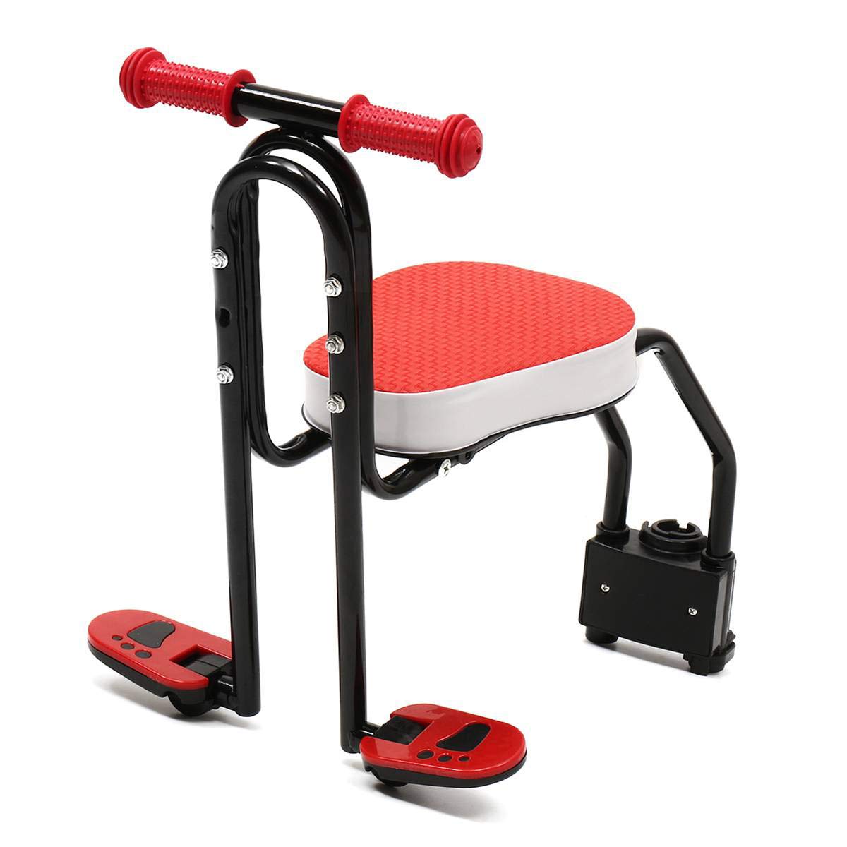 COEWSKE Front Mount Child Bike Seat Kids Bike Seat Foldable Child Bike Seat with Armrest and Pedal for Kids 3-6 Years Old