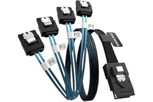 OIKWAN Mini SAS to 4 SATA Cable, 36 Pin SFF 8087 Host/Controller to 7 Pin SATA Target/Backplane, Compatible with PERC H310, R