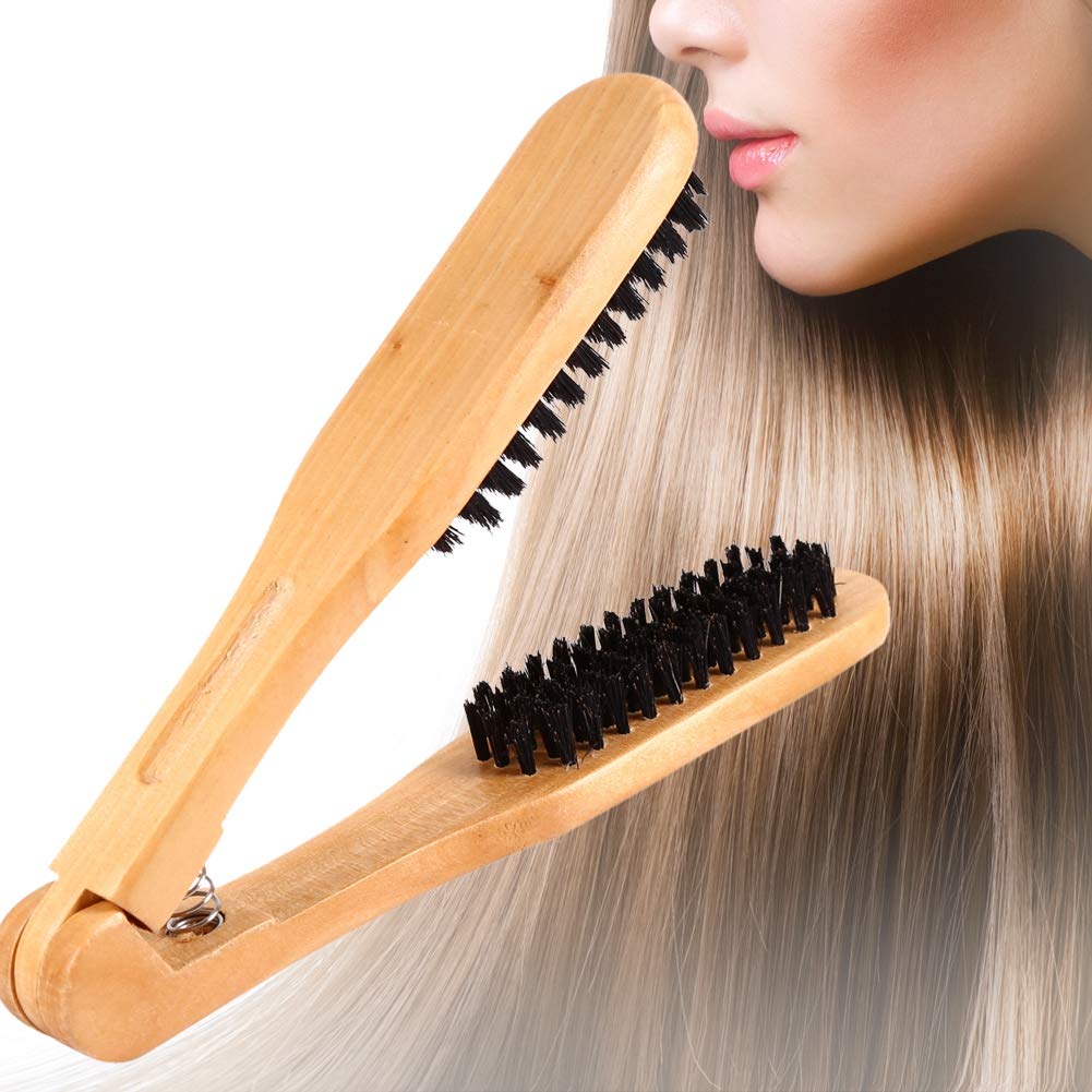 RotektProfessional Hairdressing Comb Double Brushes Wooden Anti-static Hair Straightener Tool