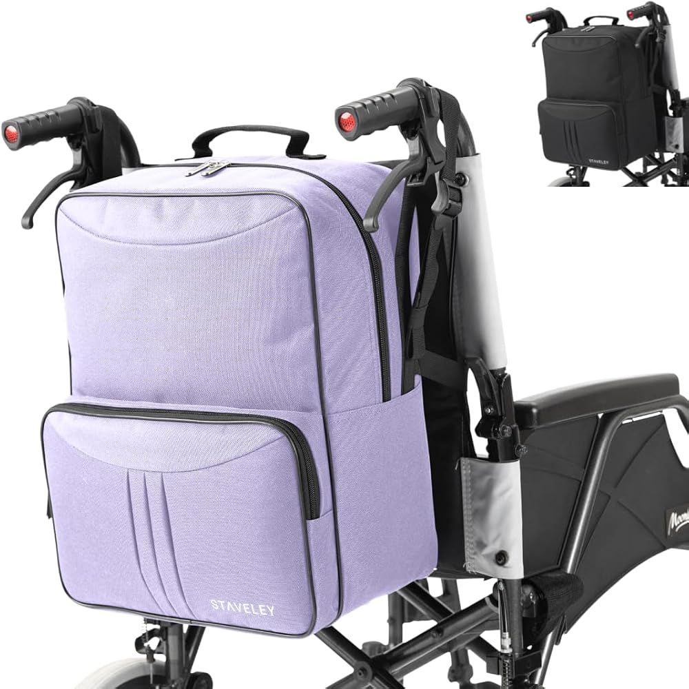 Staveley Wheelchair Bag Purple | Wheelchair Backpack Back of Chair