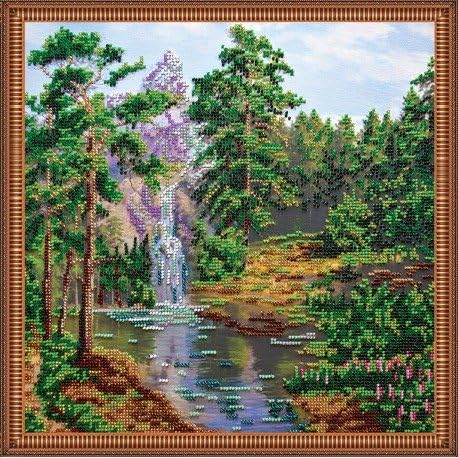 Beaded DIY Embroidery Kit "Mountain waterfall"