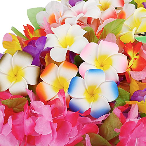 Hawaiian Luau, 36 Pack Flower Headband Lei and Hair Clips Set, Headpiece Hairpins Party Favors For Summer Beach Vacation, Tropical Party Decorations Supplies, Birthday, Wedding And Costume Events