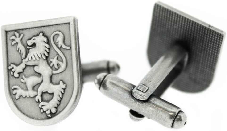 Pewter Traditional Scottish Lion Rampant Design Shield Shaped Pair of Cufflinks