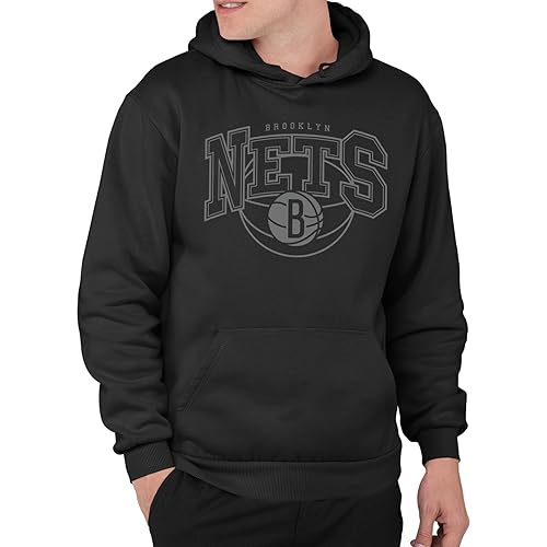 Junk Food Brooklyn Nets NBA Monochromatic Arch - NBA Adult Pullover Hooded Fleece For Men & Women Black