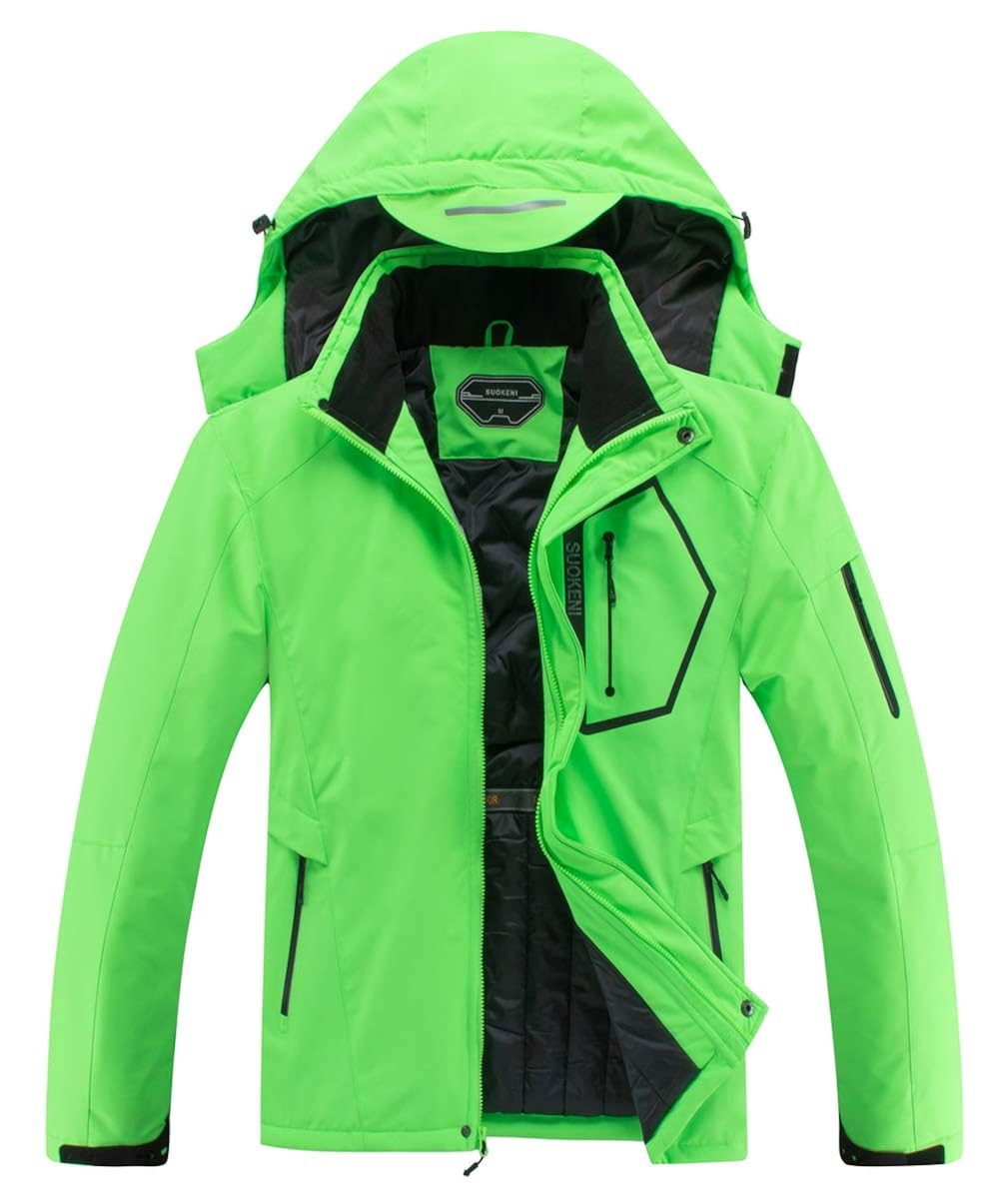 Buy SUOKENI Men's Waterproof Warm Winter Snow Coat Hooded Raincoat Ski