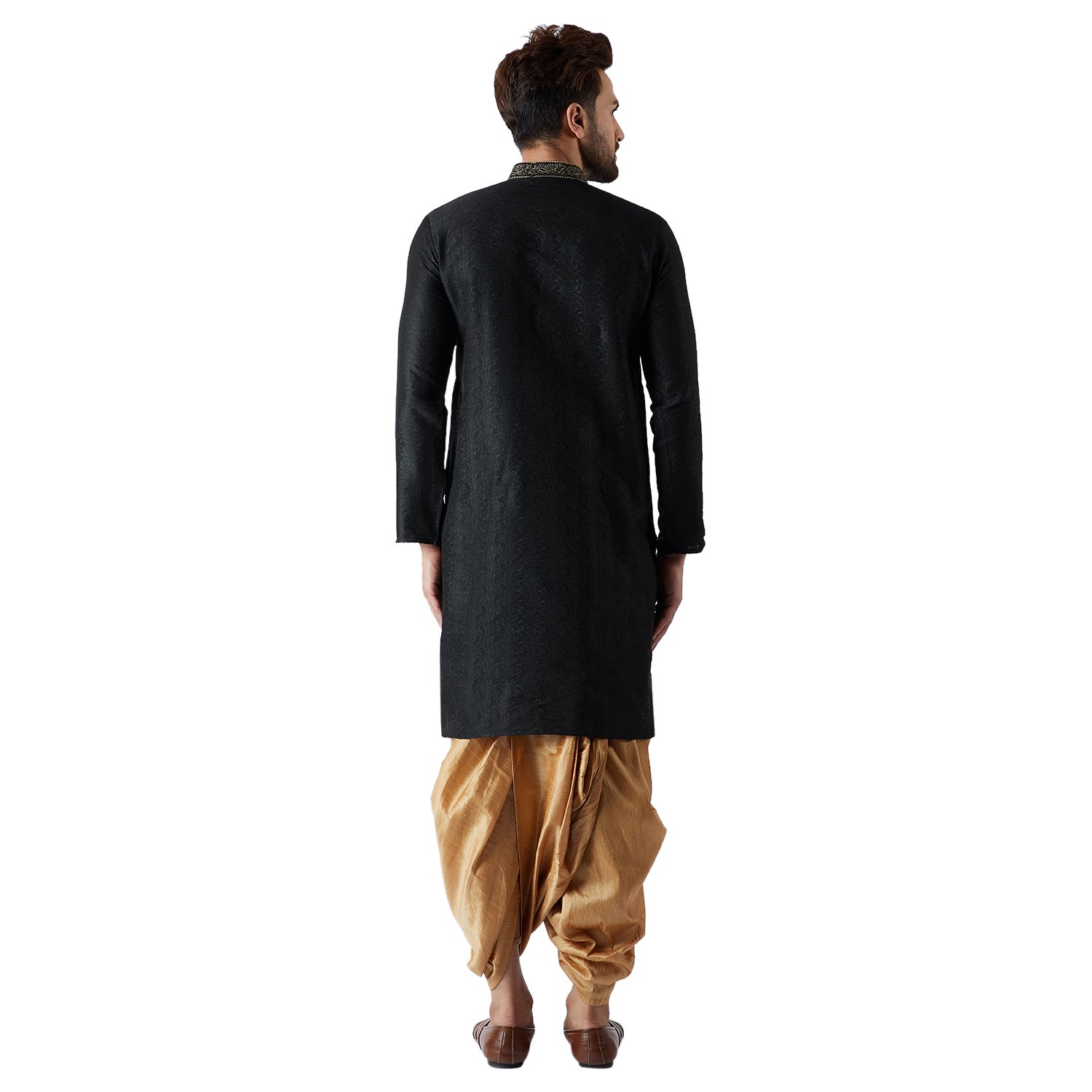 sojanya (since 1958), men's jacquard silk dhoti kurta combo