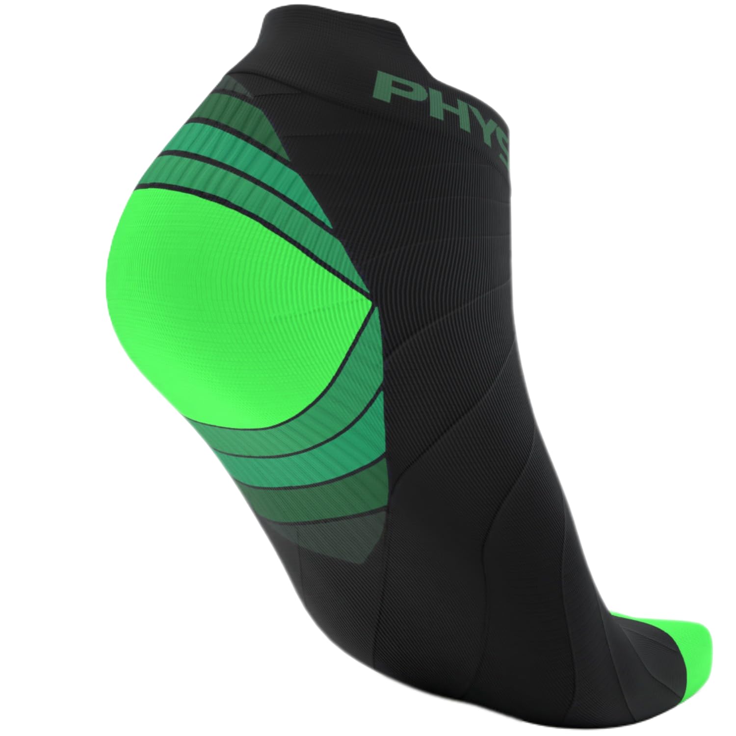 Photo 1 of Physix Gear Short Compression Socks for Men & Women - Best Low Compression Socks Women & Men with Arch Support, Ideal for Running, Plantar Fasciitis comfort, and Swelling - Ankle, Black/Green, L/XL