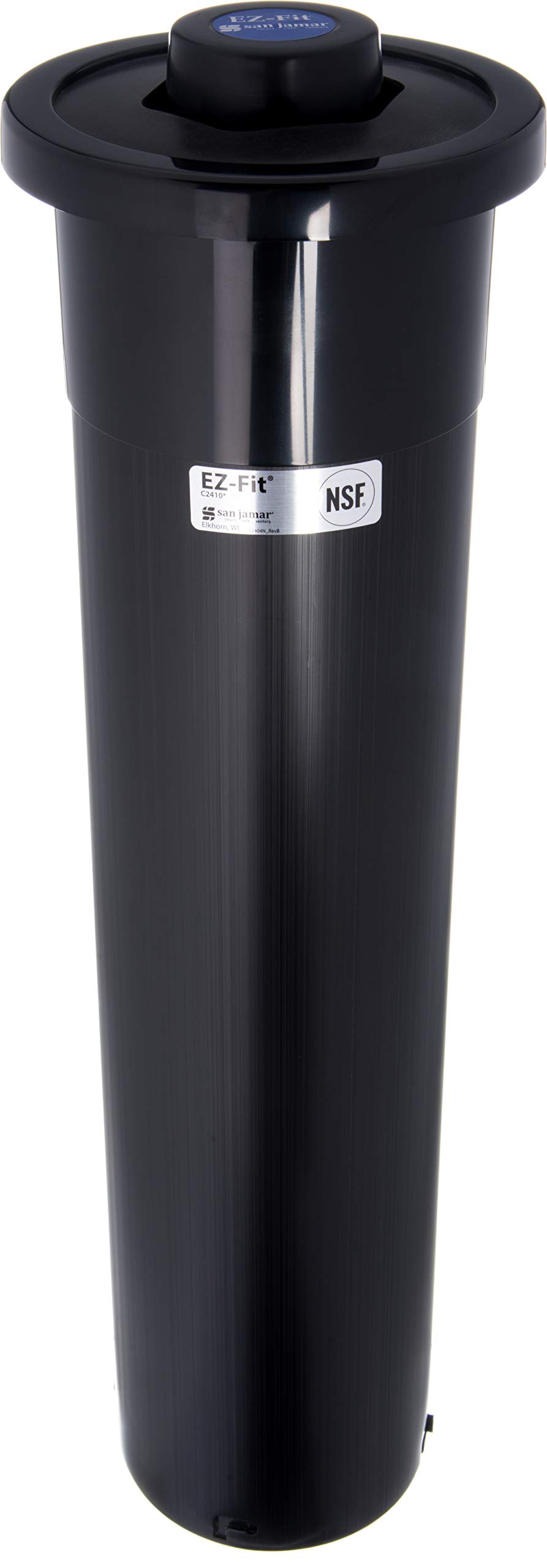 San Jamar C2410C One Size Fits All EZ Fit in-Counter Cup Dispenser with Black Gasket, Fits 8oz to 46oz Cup Size, 2-7/8" to 4-3/4" Rim, 23-1/4" Tube Length
