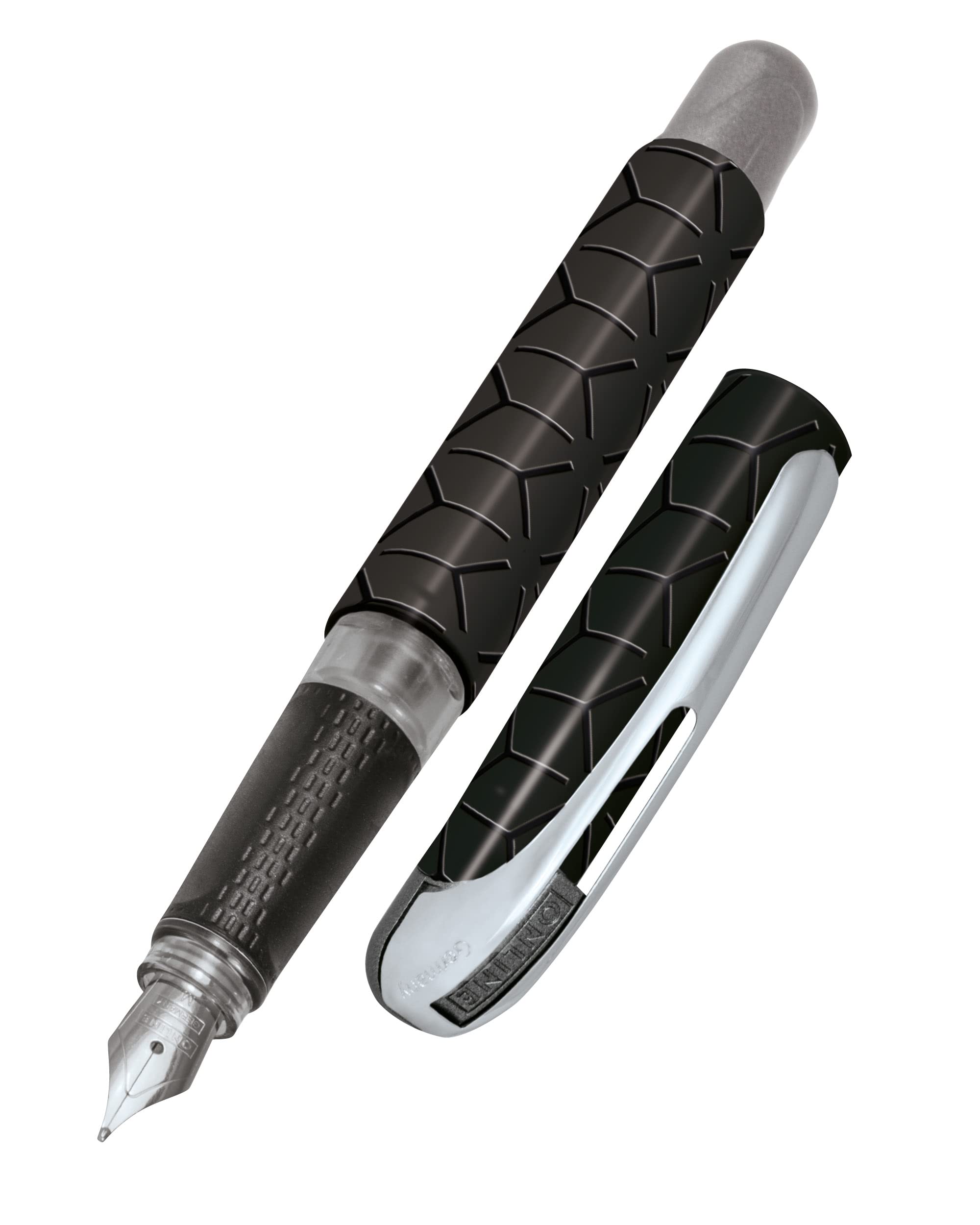 Online College ink pen Black Style ergonomic fountain pen for school/college solid medium nib, soft grip part for standard ink cartridges refillable │ideal for beginners, pupils & students