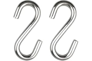 Hamineler 2 PCS 4.2Inch Long 0.39lnch Thickness Heavy Duty Stainless Steel S Shaped Hooks Hammock S Metal Hanging Utility Hooks