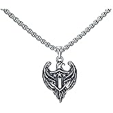 Vanesseva Eagle Pendant Necklace for Men - Stainless Steel Viking Patriotic Jewelry, Bald Eagle Head Shield Charm American Flag Gift