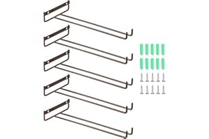 uxcell 5Pcs Wine Glass Rack, 10.43 Inch Iron Wine Glasses Rack Under Cabinet Stemware Rack - Wall Mountable Wine Glass Holder