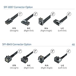 10Gtek SFF-8643 to SFF-8087 Mini SAS HD Cable, SAS