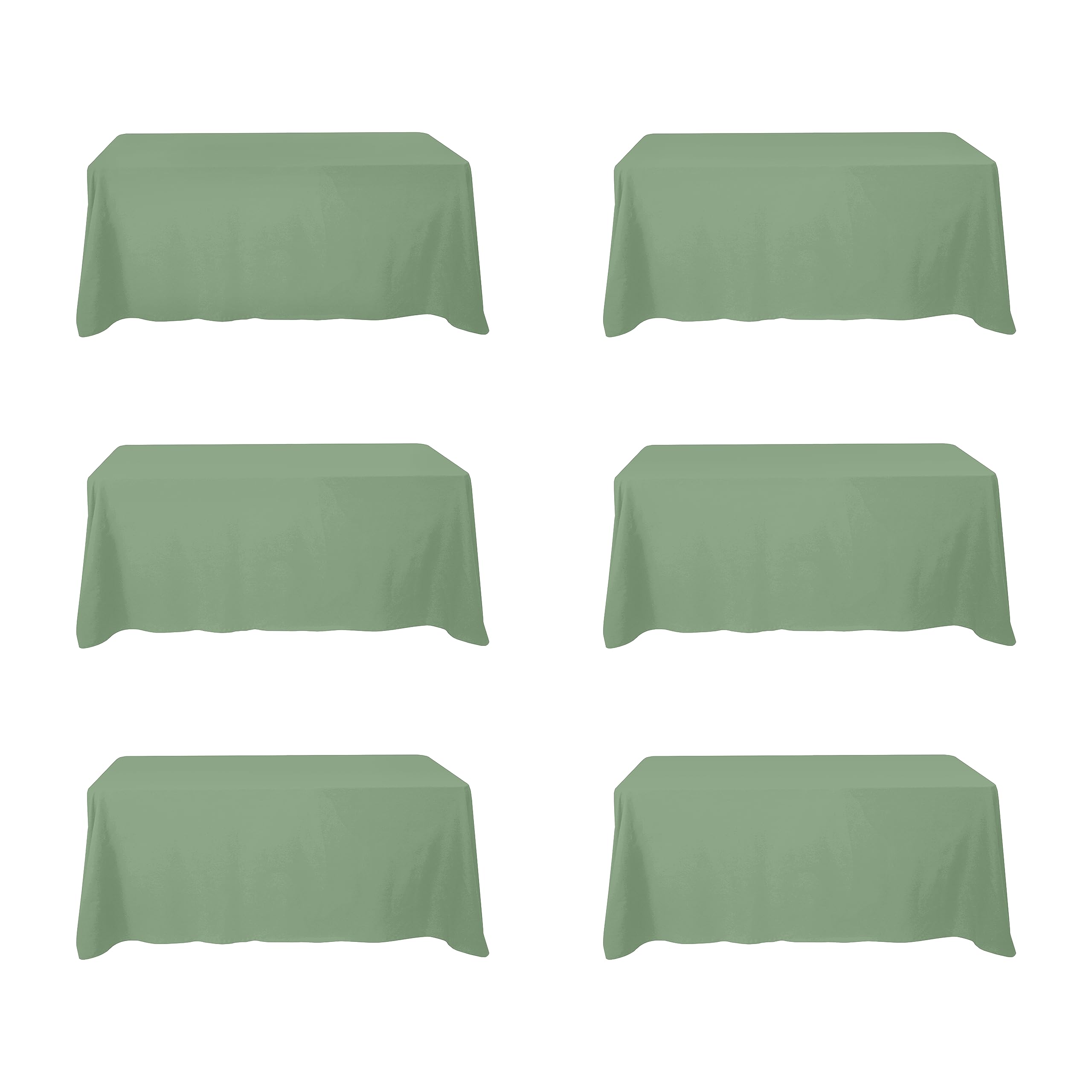 Photo 1 of BRILLMAX 6 Pack Sage Green Tablecloths for 6 Foot Rectangle Tables 90 x 132 Inch - 6ft Rectangular Bulk Linen Polyester Fabric Washable Cloth Cover for Wedding Reception Banquet Birthday Party