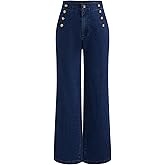 CIDER Womens Wide Leg Straight Leg Jeans High Waist Trendy Fashion Denim Slim Basic Dressy Casual Business Button Pants