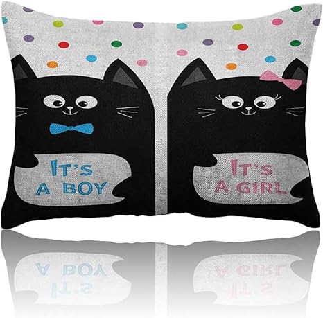 Amazon Co Jp Anyangeight 男女兼用 Revealits A Boy カード 猫 赤ちゃん 可愛い 子猫 水玉 面白いプリント マルチカラー 14 X In ホーム キッチン