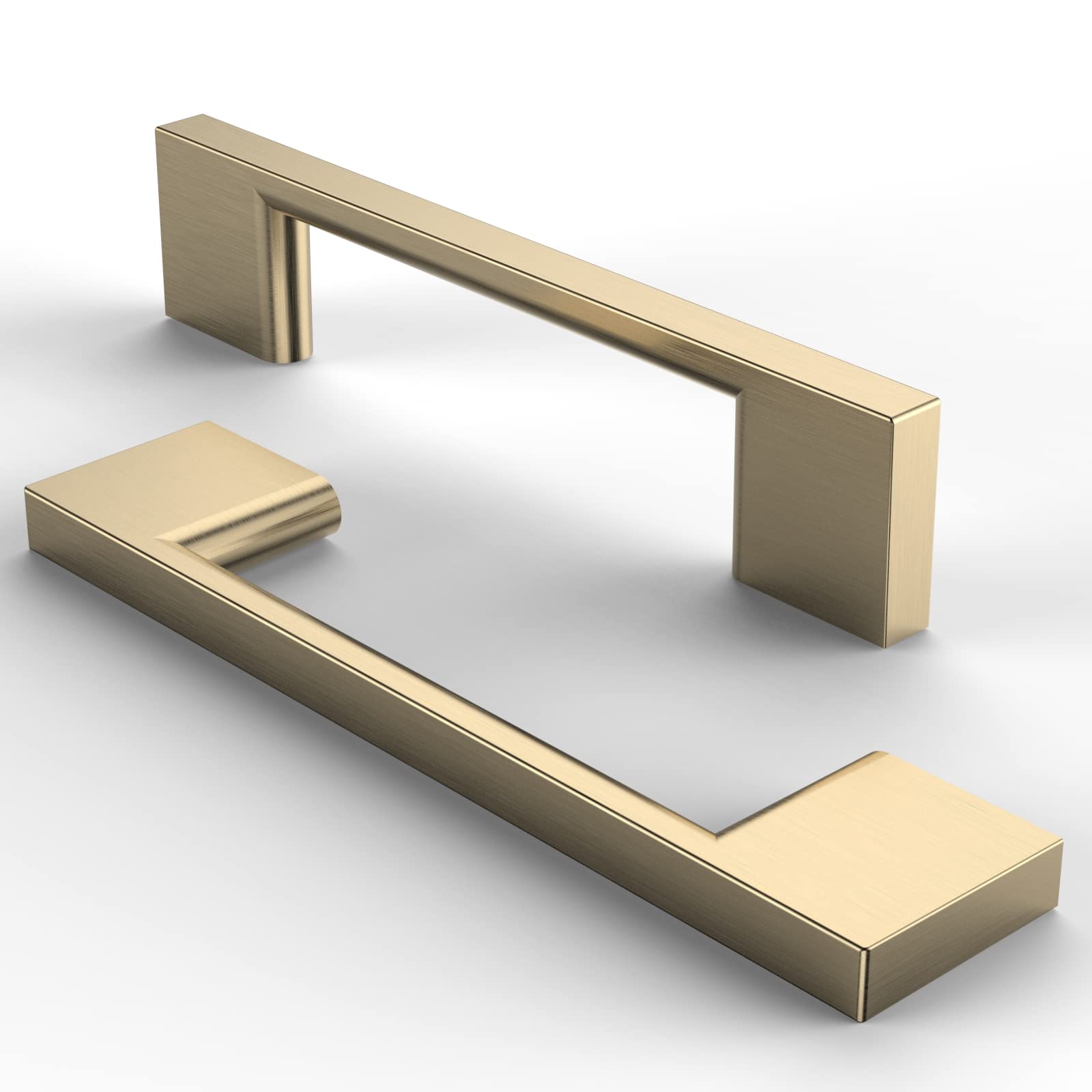 FURNIWARE Pack of 5 Furniture Handles Cupboard Door Handles Kitchen Pull Handles Gold Drawer Handles 96 mm Hole Spacing Brass Gold Stainless Steel Brushed