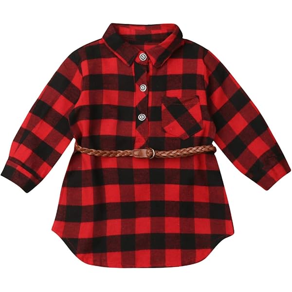 3t s Long Sleeve Top And Buffalo Plaid Skirtall 2-Piece Outfit Set