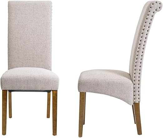 Amazon Com Merax Dining Chair Set Of 2 Fabric Padded Side Chair