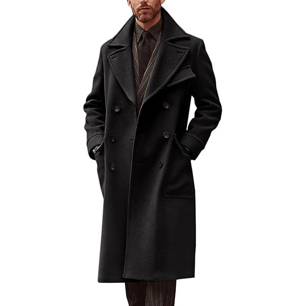 JEShifangjiusu Men'S Trench Coat Long Jacket Overcoat Slim
