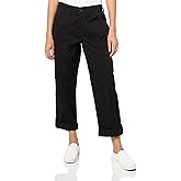 Royalty for Me Women's Wide Cargo Pants with Roll Tab Hem, Black, L