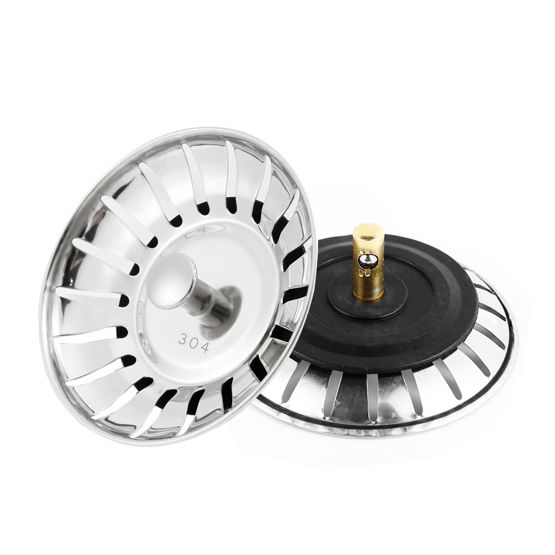 2 Pack Kitchen Sink Plug and Strainer,304 Stainless Sink Strainer Plug(Thickened version),for Kitchen or Bath Shower Basin Tray - Prevent Blocked Drains and An unpleasant odor in The Kitchen-Size 80mm
