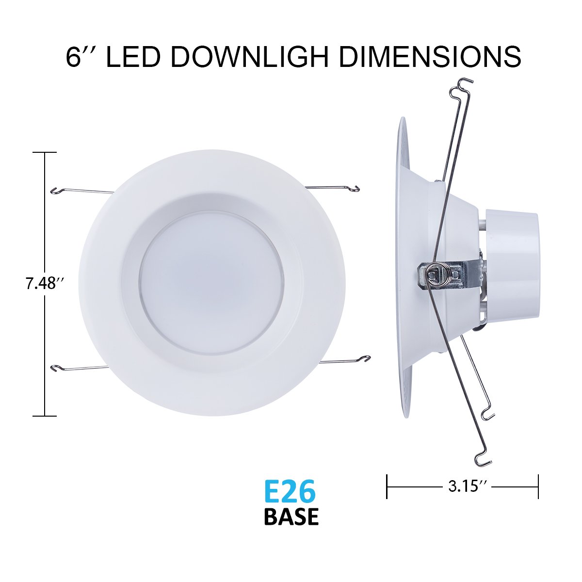 JJC Downlights Retrofit LED Recessed Lighting 5/6 Inch Dimmable 5000K 18W(90W Equiv.)1200LM,Energy Star ETL-Listed