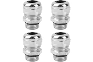 QCG 4 Pcs 1/4" NPT Nickel-Plated Copper Waterproof Cable Gland, IP68 Waterproof Adjustable Cable Glands, Strain Relief Cord Grip Connectors with Gaskets and Locknut for 4-8mm Cable Diameter