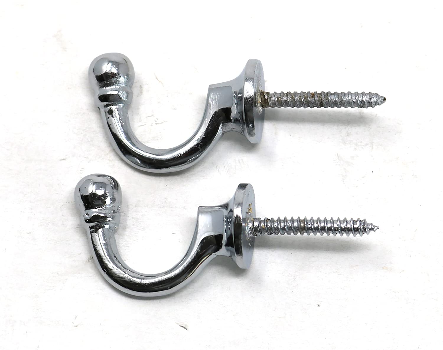 fiXte Ball End Curtain Tie Backs - Screw in Hooks Available in Black, Brass, Chrome and Satin Chrome Finishes - 40mm - Pack of 2