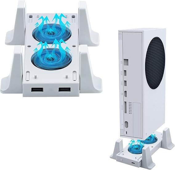 New Xbox Series S Cooling Vertical Stand, Vertical Stand with 2 Cooling