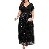 CYCLAMEN Plus Size Formal Dresses Cocktail Evening Gowns Wedding Guest Sequin Embroidery V Neck A Line Prom Maxi Dress