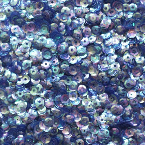 4mm cup facet SEQUINS ~ Soft SAPPHIRE BLUE Rainbow Iris Crystal ~ Loose sequins for embroidery, bridal, applique, arts, crafts, and embellishment. Made in USA.