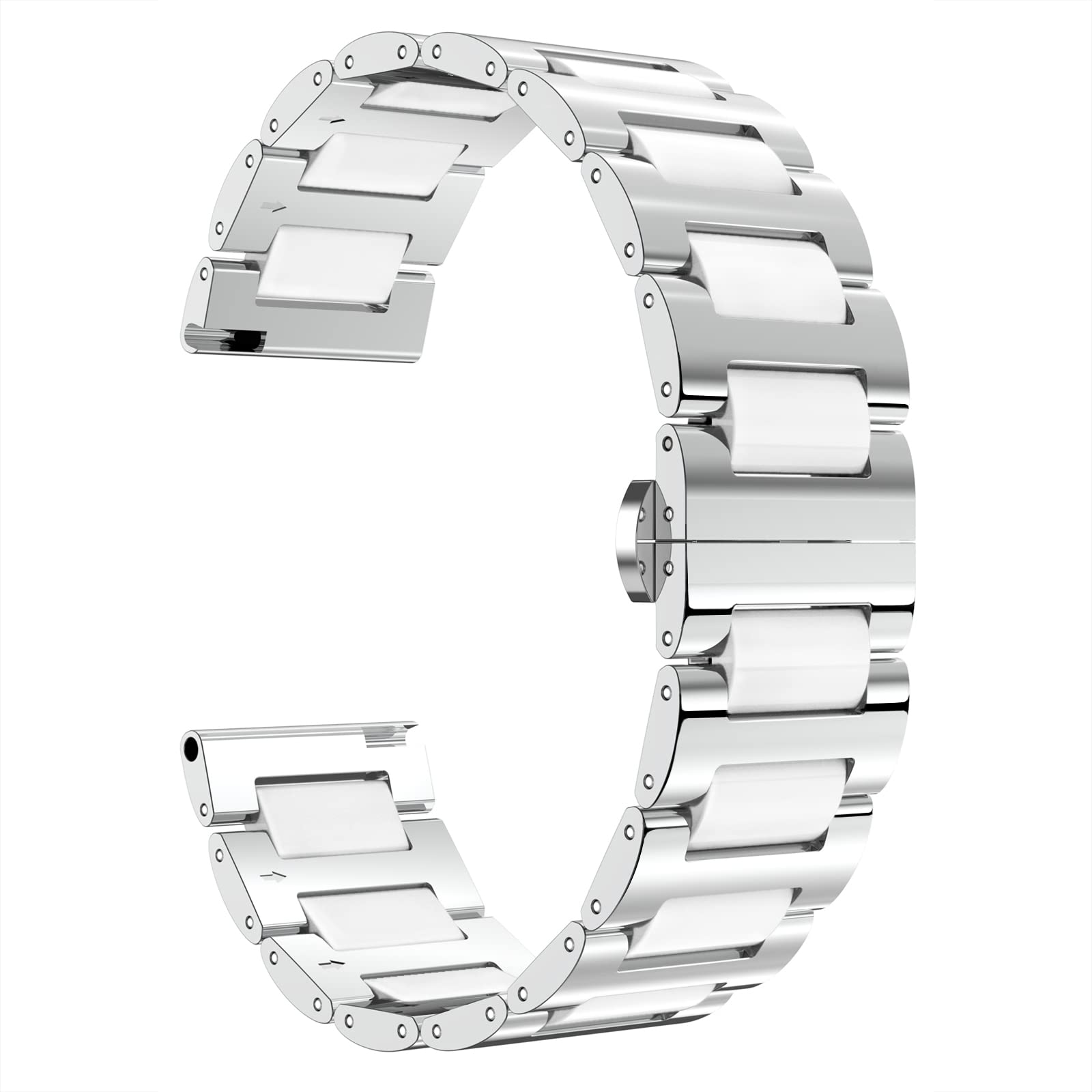 Photo 1 of BINLUN Men'sWatch Band Stainless Steel Ceramic Replacement Watch Bracelet Polished Strap 12mm/14mm/16mm/18mm/20mm/22mm with Butterfly Buckle 6 Colors