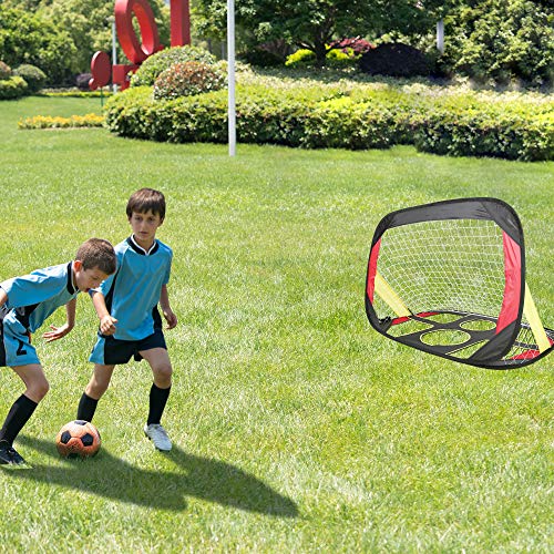 WisHome 4FT 2 in 1 Pop Up Kids Soccer Goal Portable Kids Soccer Net, Easy Score Football Indoor/Outdoor Shooting Practice Goal for Backyard/Park Play with Round Zipper Backpack(L09) - Thumbnail 4