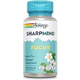 SOLARAY SharpMind Focus, Mental Alertness Nootropic Supplement, Memory Support, Each Capsule with Cognizin Citicoline, Vegan, 60 Day Money Guarantee, 30 Serv 30 Vegetarian Capsules Pills