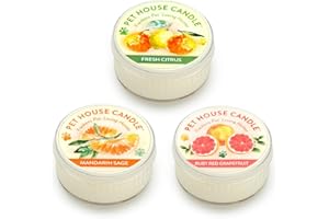 One Fur All Pet House Mini Candle Set - Citrus Pack 3 Pack - Natural Wax Pet Odor Eliminator
